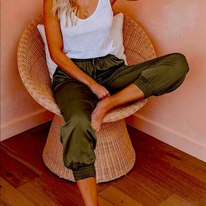 Brown silk jogger pant